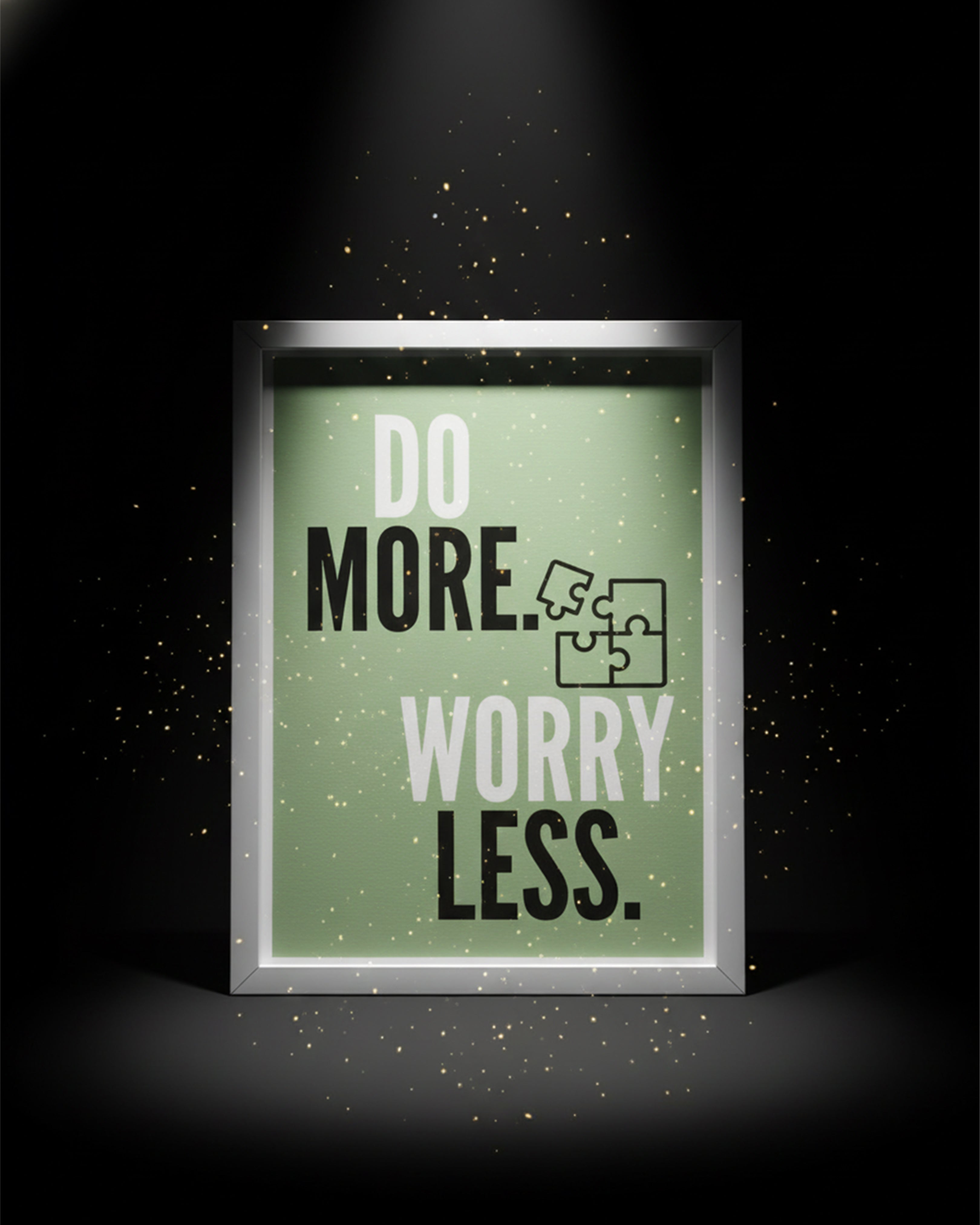 Do More, Worry Less" Motivational Quote Wall Art – Modern Minimalist Office Decor Canvas